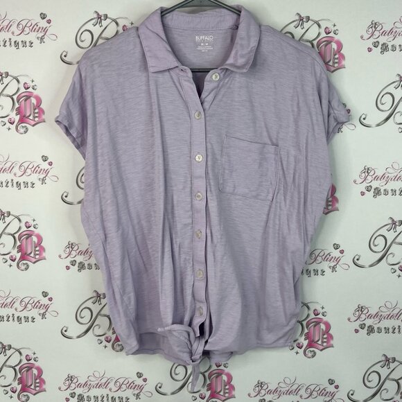 Buffalo David Bitton tshirt tee Lavender Button-Down Women's Shirt - Picture 1 of 9